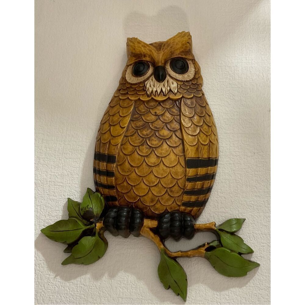 Vintage 1970s Homco Plastic Owl Wall Plaque‎ Retro Boho Home Garden Decor